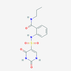 molecular formula C14H16N4O5S B11294417 2-{[(2-hydroxy-6-oxo-1,6-dihydropyrimidin-5-yl)sulfonyl]amino}-N-propylbenzamide 