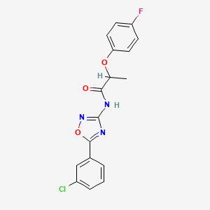 molecular formula C17H13ClFN3O3 B11294592 N-[5-(3-chlorophenyl)-1,2,4-oxadiazol-3-yl]-2-(4-fluorophenoxy)propanamide 