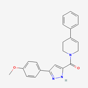 molecular formula C22H21N3O2 B11294620 1-[3-(4-Methoxyphenyl)-1H-pyrazole-5-carbonyl]-4-phenyl-1,2,3,6-tetrahydropyridine 
