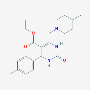 molecular formula C21H29N3O3 B11294621 Ethyl 4-(4-methylphenyl)-6-[(4-methylpiperidin-1-yl)methyl]-2-oxo-1,2,3,4-tetrahydropyrimidine-5-carboxylate 