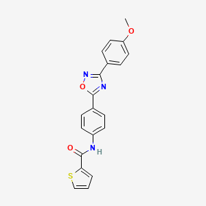 molecular formula C20H15N3O3S B11294691 N-{4-[3-(4-methoxyphenyl)-1,2,4-oxadiazol-5-yl]phenyl}thiophene-2-carboxamide 