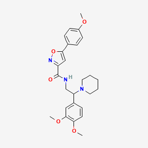 molecular formula C26H31N3O5 B11294738 N-[2-(3,4-dimethoxyphenyl)-2-(piperidin-1-yl)ethyl]-5-(4-methoxyphenyl)-1,2-oxazole-3-carboxamide 