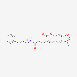 molecular formula C27H29NO4 B11294878 N-(4-Phenylbutan-2-YL)-3-{3,5,9-trimethyl-7-oxo-7H-furo[3,2-G]chromen-6-YL}propanamide 