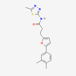 molecular formula C18H19N3O2S B11295413 3-[5-(3,4-dimethylphenyl)furan-2-yl]-N-(5-methyl-1,3,4-thiadiazol-2-yl)propanamide 