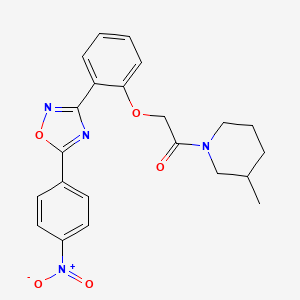molecular formula C22H22N4O5 B11295502 1-(3-Methylpiperidin-1-yl)-2-{2-[5-(4-nitrophenyl)-1,2,4-oxadiazol-3-yl]phenoxy}ethanone 