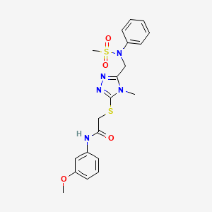 molecular formula C20H23N5O4S2 B11295513 N-(3-methoxyphenyl)-2-[(4-methyl-5-{[(methylsulfonyl)(phenyl)amino]methyl}-4H-1,2,4-triazol-3-yl)sulfanyl]acetamide 