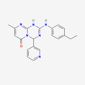 molecular formula C20H20N6O B11295567 2-[(4-ethylphenyl)amino]-8-methyl-4-(pyridin-3-yl)-1,4-dihydro-6H-pyrimido[1,2-a][1,3,5]triazin-6-one 
