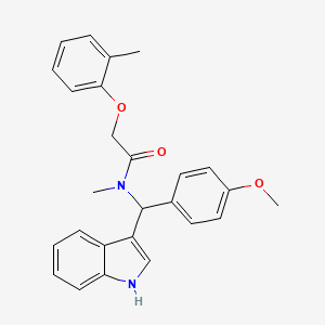 molecular formula C26H26N2O3 B11295572 N-[1H-indol-3-yl(4-methoxyphenyl)methyl]-N-methyl-2-(2-methylphenoxy)acetamide 