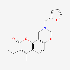 molecular formula C19H19NO4 B11295584 3-ethyl-9-(2-furylmethyl)-4-methyl-9,10-dihydro-2H,8H-chromeno[8,7-e][1,3]oxazin-2-one 