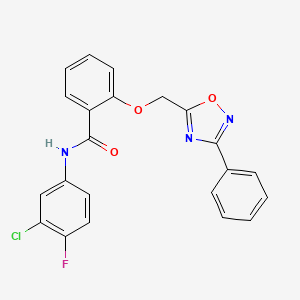 molecular formula C22H15ClFN3O3 B11295604 N-(3-chloro-4-fluorophenyl)-2-[(3-phenyl-1,2,4-oxadiazol-5-yl)methoxy]benzamide 