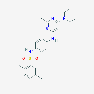 molecular formula C24H31N5O2S B11296490 N-(4-((6-(diethylamino)-2-methylpyrimidin-4-yl)amino)phenyl)-2,4,5-trimethylbenzenesulfonamide 