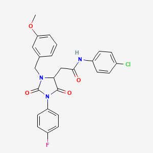 molecular formula C25H21ClFN3O4 B11296512 N-(4-chlorophenyl)-2-[1-(4-fluorophenyl)-3-(3-methoxybenzyl)-2,5-dioxoimidazolidin-4-yl]acetamide 