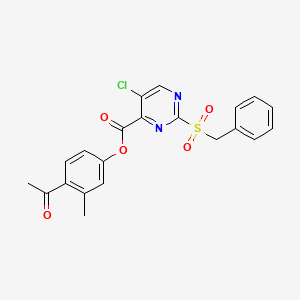 molecular formula C21H17ClN2O5S B11296632 4-Acetyl-3-methylphenyl 2-(benzylsulfonyl)-5-chloropyrimidine-4-carboxylate 