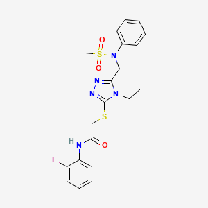 molecular formula C20H22FN5O3S2 B11296654 2-[(4-ethyl-5-{[(methylsulfonyl)(phenyl)amino]methyl}-4H-1,2,4-triazol-3-yl)sulfanyl]-N-(2-fluorophenyl)acetamide 