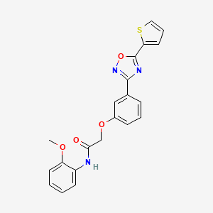 molecular formula C21H17N3O4S B11296684 N-(2-methoxyphenyl)-2-{3-[5-(thiophen-2-yl)-1,2,4-oxadiazol-3-yl]phenoxy}acetamide 