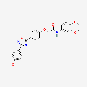 molecular formula C25H21N3O6 B11296690 N-(2,3-dihydro-1,4-benzodioxin-6-yl)-2-{4-[3-(4-methoxyphenyl)-1,2,4-oxadiazol-5-yl]phenoxy}acetamide 
