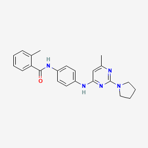 molecular formula C23H25N5O B11296713 2-Methyl-N-(4-{[6-methyl-2-(pyrrolidin-1-YL)pyrimidin-4-YL]amino}phenyl)benzamide 