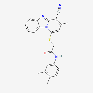 molecular formula C23H20N4OS B11296783 2-[(4-cyano-3-methylpyrido[1,2-a]benzimidazol-1-yl)sulfanyl]-N-(3,4-dimethylphenyl)acetamide 