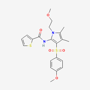 molecular formula C21H24N2O5S2 B11296820 N-{1-(2-methoxyethyl)-3-[(4-methoxyphenyl)sulfonyl]-4,5-dimethyl-1H-pyrrol-2-yl}thiophene-2-carboxamide 