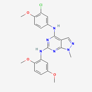 molecular formula C21H21ClN6O3 B11296947 N~4~-(3-chloro-4-methoxyphenyl)-N~6~-(2,5-dimethoxyphenyl)-1-methyl-1H-pyrazolo[3,4-d]pyrimidine-4,6-diamine 