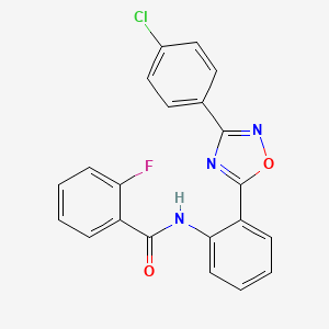 molecular formula C21H13ClFN3O2 B11296978 N-{2-[3-(4-chlorophenyl)-1,2,4-oxadiazol-5-yl]phenyl}-2-fluorobenzamide 