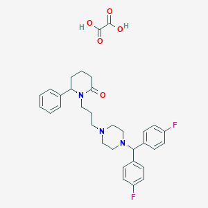molecular formula C33H37F2N3O5 B011297 1-(3-(4-(Bis(p-fluorophenyl)methyl)-1-piperazinyl)propyl)-6-phenyl-2-piperidinone ethanedioate CAS No. 109758-31-8