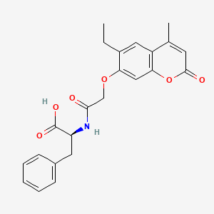 molecular formula C23H23NO6 B11297029 2-{2-[(6-ethyl-4-methyl-2-oxo-2H-chromen-7-yl)oxy]acetamido}-3-phenylpropanoic acid 