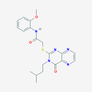 molecular formula C20H23N5O3S B11297037 N-(2-methoxyphenyl)-2-{[3-(3-methylbutyl)-4-oxo-3,4-dihydropteridin-2-yl]sulfanyl}acetamide 