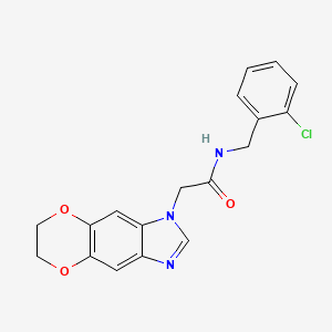 molecular formula C18H16ClN3O3 B11297085 N-(2-chlorobenzyl)-2-(6,7-dihydro-1H-[1,4]dioxino[2,3-f]benzimidazol-1-yl)acetamide 