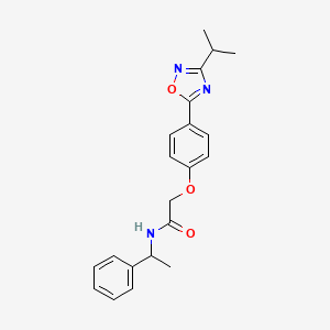 molecular formula C21H23N3O3 B11297444 N-(1-phenylethyl)-2-{4-[3-(propan-2-yl)-1,2,4-oxadiazol-5-yl]phenoxy}acetamide 