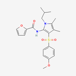 molecular formula C22H26N2O5S B11297654 N-{3-[(4-methoxyphenyl)sulfonyl]-4,5-dimethyl-1-(2-methylpropyl)-1H-pyrrol-2-yl}furan-2-carboxamide 