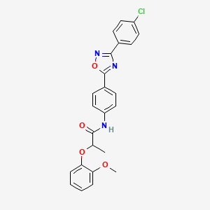 molecular formula C24H20ClN3O4 B11297684 N-{4-[3-(4-chlorophenyl)-1,2,4-oxadiazol-5-yl]phenyl}-2-(2-methoxyphenoxy)propanamide 
