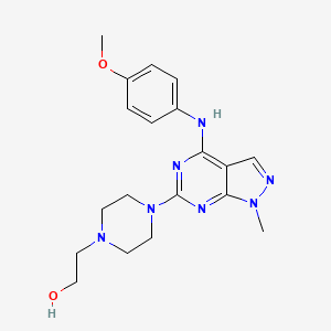 molecular formula C19H25N7O2 B11297728 2-(4-{4-[(4-methoxyphenyl)amino]-1-methyl-1H-pyrazolo[3,4-d]pyrimidin-6-yl}piperazin-1-yl)ethanol 