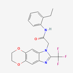 molecular formula C20H18F3N3O3 B11297773 N-(2-ethylphenyl)-2-[2-(trifluoromethyl)-6,7-dihydro-1H-[1,4]dioxino[2,3-f]benzimidazol-1-yl]acetamide 
