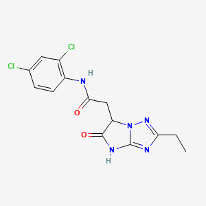 molecular formula C14H13Cl2N5O2 B11297775 N-(2,4-dichlorophenyl)-2-(2-ethyl-5-oxo-5,6-dihydro-4H-imidazo[1,2-b][1,2,4]triazol-6-yl)acetamide 