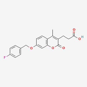 molecular formula C20H17FO5 B11297778 3-{7-[(4-fluorobenzyl)oxy]-4-methyl-2-oxo-2H-chromen-3-yl}propanoic acid 