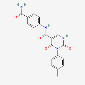 molecular formula C19H16N4O4 B11297792 N-(4-Carbamoylphenyl)-3-(4-methylphenyl)-2,4-dioxo-1,2,3,4-tetrahydropyrimidine-5-carboxamide 