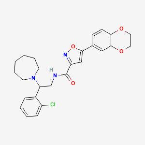 molecular formula C26H28ClN3O4 B11297826 N-[2-(azepan-1-yl)-2-(2-chlorophenyl)ethyl]-5-(2,3-dihydro-1,4-benzodioxin-6-yl)-1,2-oxazole-3-carboxamide 