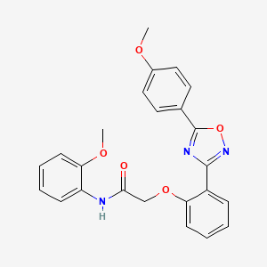molecular formula C24H21N3O5 B11297995 N-(2-methoxyphenyl)-2-{2-[5-(4-methoxyphenyl)-1,2,4-oxadiazol-3-yl]phenoxy}acetamide 