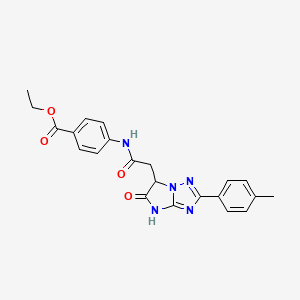 molecular formula C22H21N5O4 B11298305 ethyl 4-({[2-(4-methylphenyl)-5-oxo-5,6-dihydro-4H-imidazo[1,2-b][1,2,4]triazol-6-yl]acetyl}amino)benzoate 