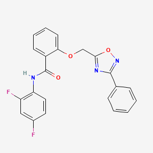molecular formula C22H15F2N3O3 B11298339 N-(2,4-difluorophenyl)-2-[(3-phenyl-1,2,4-oxadiazol-5-yl)methoxy]benzamide 