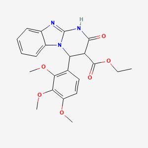 molecular formula C22H23N3O6 B11298460 Ethyl 2-oxo-4-(2,3,4-trimethoxyphenyl)-1,2,3,4-tetrahydropyrimido[1,2-a]benzimidazole-3-carboxylate 