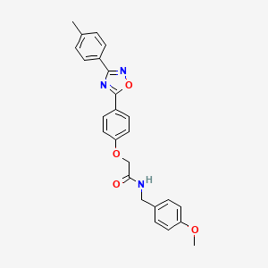 molecular formula C25H23N3O4 B11298470 N-(4-methoxybenzyl)-2-{4-[3-(4-methylphenyl)-1,2,4-oxadiazol-5-yl]phenoxy}acetamide 