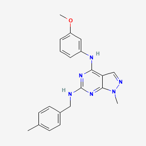 molecular formula C21H22N6O B11298524 N~4~-(3-methoxyphenyl)-1-methyl-N~6~-(4-methylbenzyl)-1H-pyrazolo[3,4-d]pyrimidine-4,6-diamine 