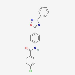 molecular formula C21H14ClN3O2 B11298535 4-chloro-N-[4-(3-phenyl-1,2,4-oxadiazol-5-yl)phenyl]benzamide 