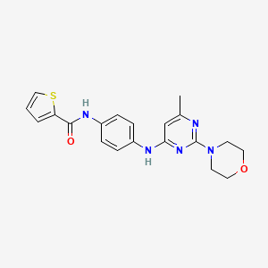 molecular formula C20H21N5O2S B11298579 N-(4-((6-methyl-2-morpholinopyrimidin-4-yl)amino)phenyl)thiophene-2-carboxamide 