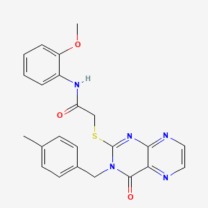 molecular formula C23H21N5O3S B11298679 N-(2-methoxyphenyl)-2-({3-[(4-methylphenyl)methyl]-4-oxo-3,4-dihydropteridin-2-yl}sulfanyl)acetamide 