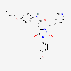 molecular formula C28H30N4O5 B11298691 2-{1-(4-methoxyphenyl)-2,5-dioxo-3-[2-(pyridin-4-yl)ethyl]imidazolidin-4-yl}-N-(4-propoxyphenyl)acetamide 