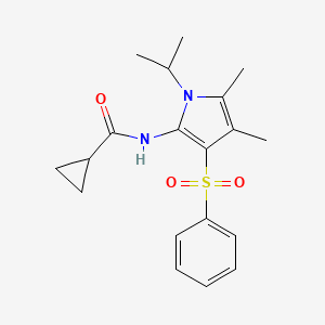 molecular formula C19H24N2O3S B11298765 N-[4,5-dimethyl-3-(phenylsulfonyl)-1-(propan-2-yl)-1H-pyrrol-2-yl]cyclopropanecarboxamide 