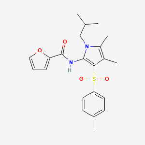 molecular formula C22H26N2O4S B11298768 N-{4,5-dimethyl-3-[(4-methylphenyl)sulfonyl]-1-(2-methylpropyl)-1H-pyrrol-2-yl}furan-2-carboxamide 